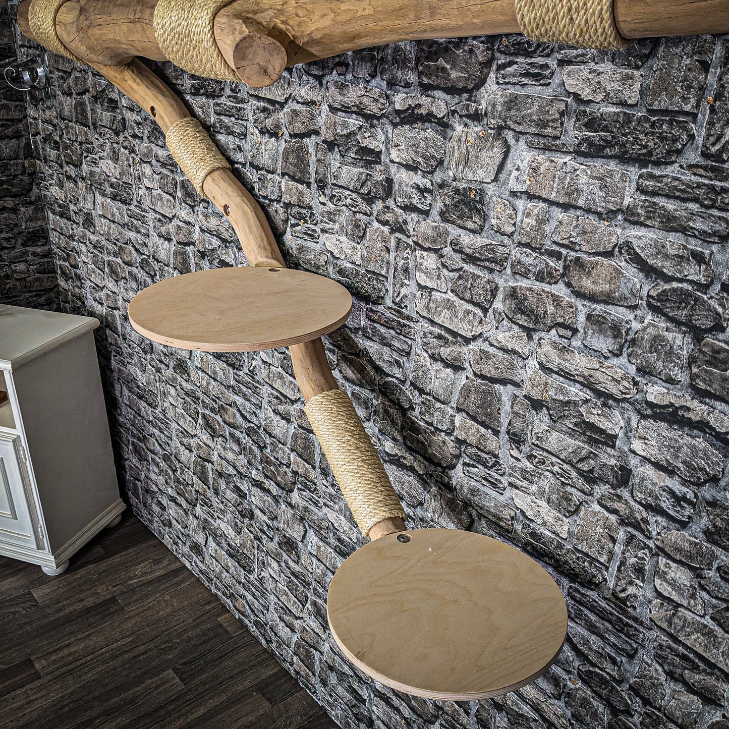 Wall-Mounted Natural Cat Tree 270 cm lang Cat Tree Natural Wood Design