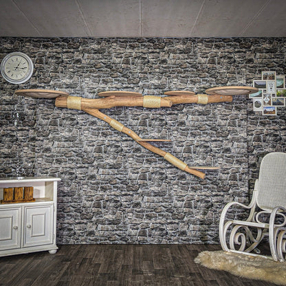 Wall-Mounted Natural Cat Tree 270 cm lang Cat Tree Natural Wood Design
