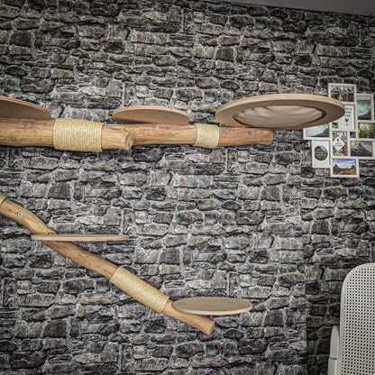 Wall-Mounted Natural Cat Tree 270 cm lang Cat Tree Natural Wood Design