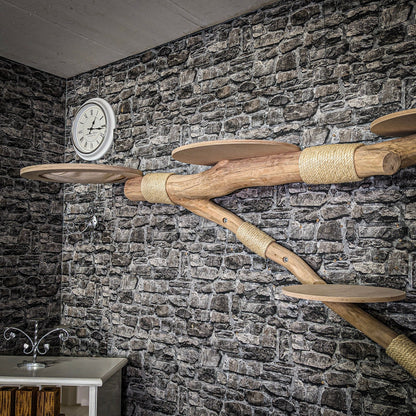Wall-Mounted Natural Cat Tree 270 cm lang Cat Tree Natural Wood Design