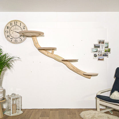 Wall-Mounted Natural Cat Tree 190 cm Length Cat Tree Natural Wood Design