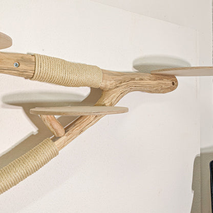 Wall-Mounted Natural Cat Tree 255 cm Length Cat Tree Natural Wood Design