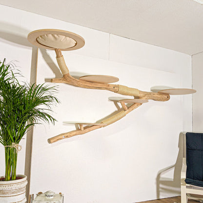 Wall-Mounted Natural Cat Tree 255 cm Length Cat Tree Natural Wood Design