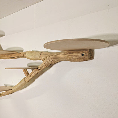 Wall-Mounted Natural Cat Tree 255 cm Length Cat Tree Natural Wood Design