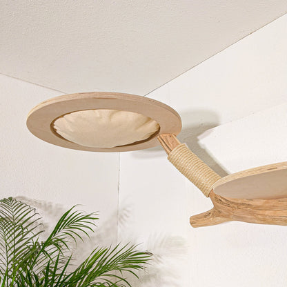 Wall-Mounted Natural Cat Tree 255 cm Length Cat Tree Natural Wood Design