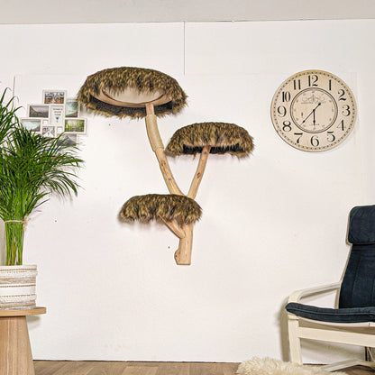 Wall-Mounted Natural Cat Tree 115 cm Height Cat Tree Natural Wood Design