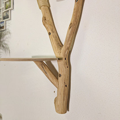 Wall-Mounted Natural Cat Tree 115 cm Height Cat Tree Natural Wood Design