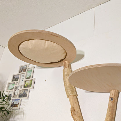 Wall-Mounted Natural Cat Tree 115 cm Height Cat Tree Natural Wood Design