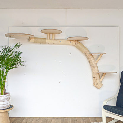 Wall-Mounted Natural Cat Tree 225 cm Length Cat Tree Natural Wood Design