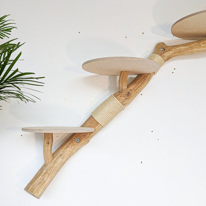Wall-Mounted Cat Tree 190 cm Length Cat Tree Natural Wood Design