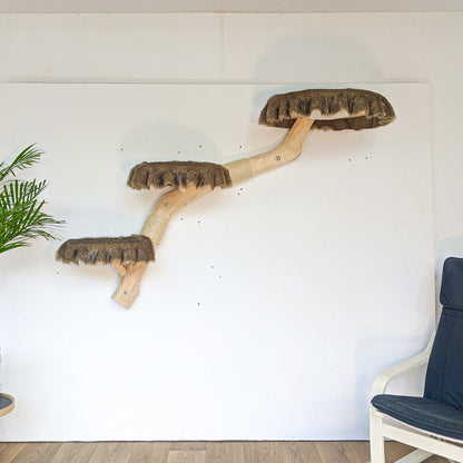 Wall-Mounted Cat Tree 162 cm Length Cat Tree Natural Wood Design