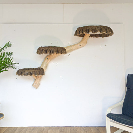 Wall-Mounted Cat Tree 162 cm Length Cat Tree Natural Wood Design