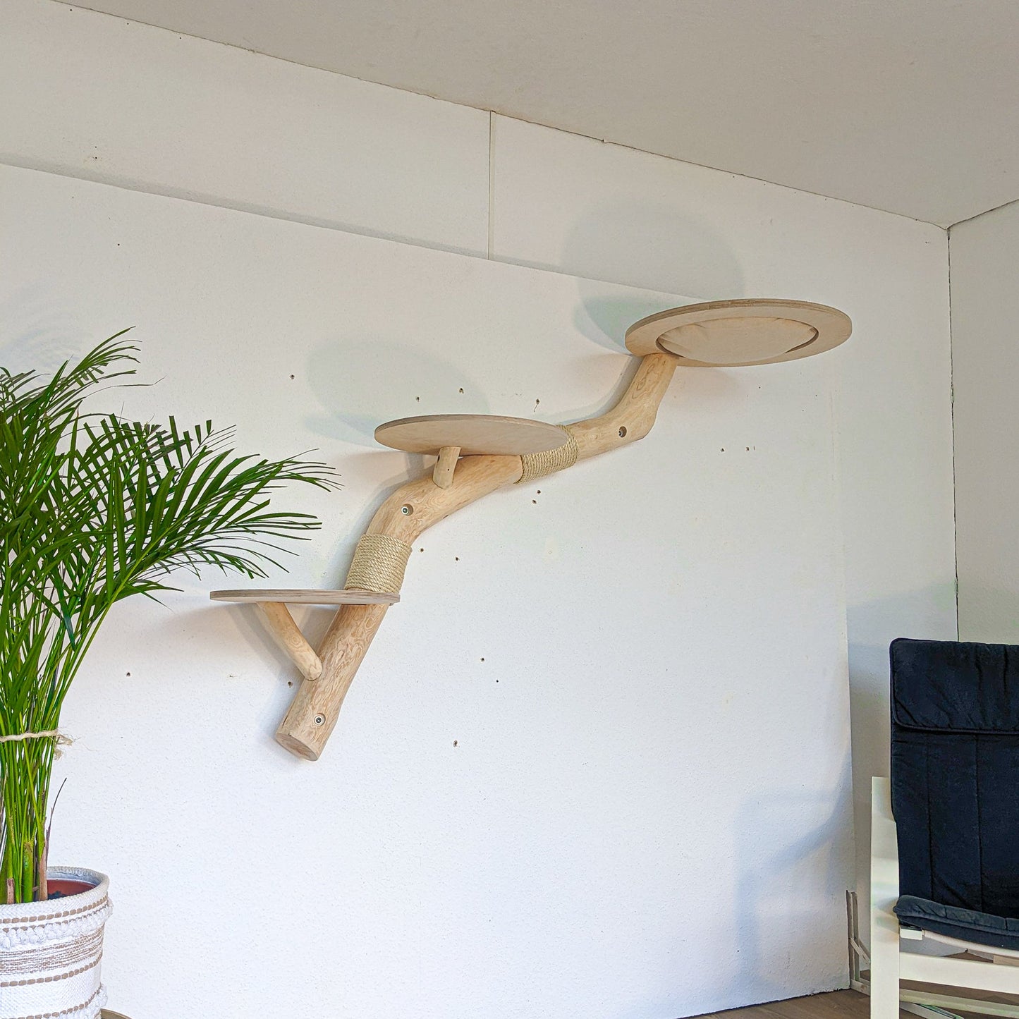 Wall-Mounted Cat Tree 162 cm Length Cat Tree Natural Wood Design