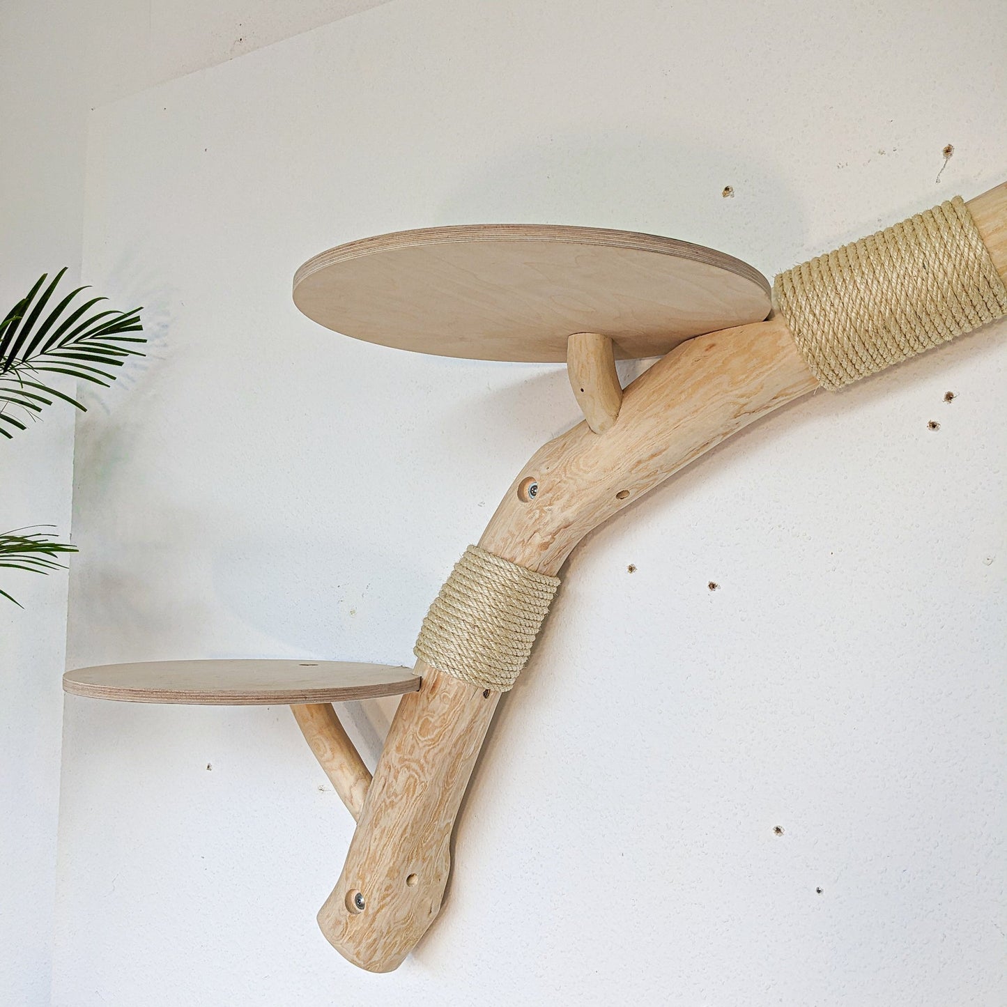 Wall-Mounted Cat Tree 162 cm Length Cat Tree Natural Wood Design