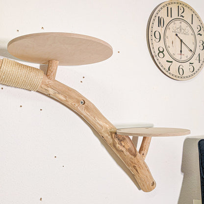 Wall-Mounted Natural Cat Tree 180 cm Length Cat Tree Natural Wood Design