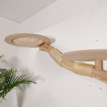 Wall-Mounted Natural Cat Tree 180 cm Length Cat Tree Natural Wood Design