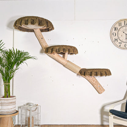 Wall-Mounted Cat Tree 160 cm Length Cat Tree Natural Wood Design