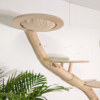 Wall-Mounted Cat Tree 160 cm Length Cat Tree Natural Wood Design