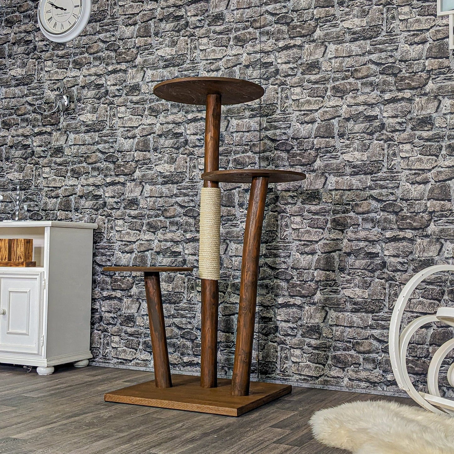 Outdoor Natural Cat Tree CA0006 Cat Tree Natural Wood Design 137 cm high
