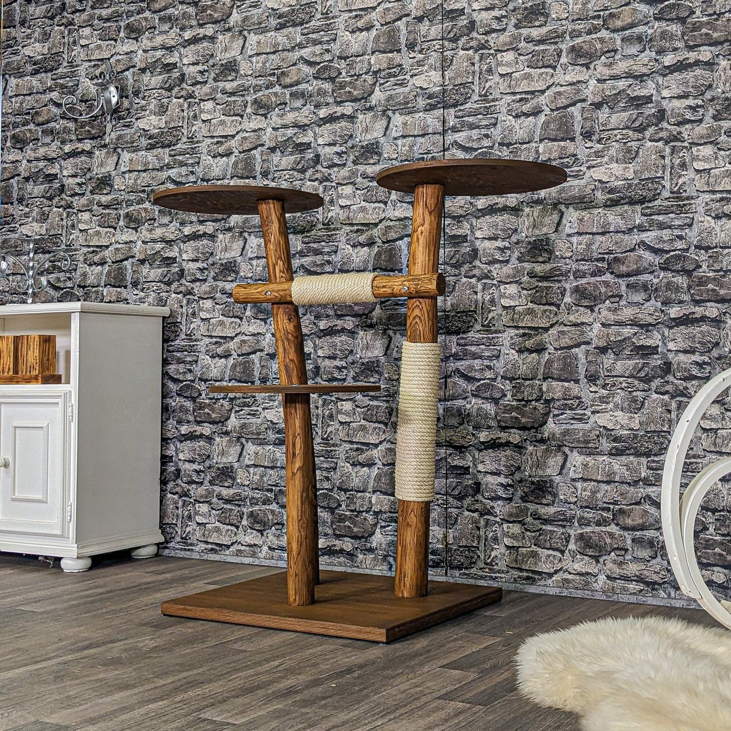 Outdoor Natural Cat Tree CA0010 Cat Tree Natural Wood Design 105 cm high