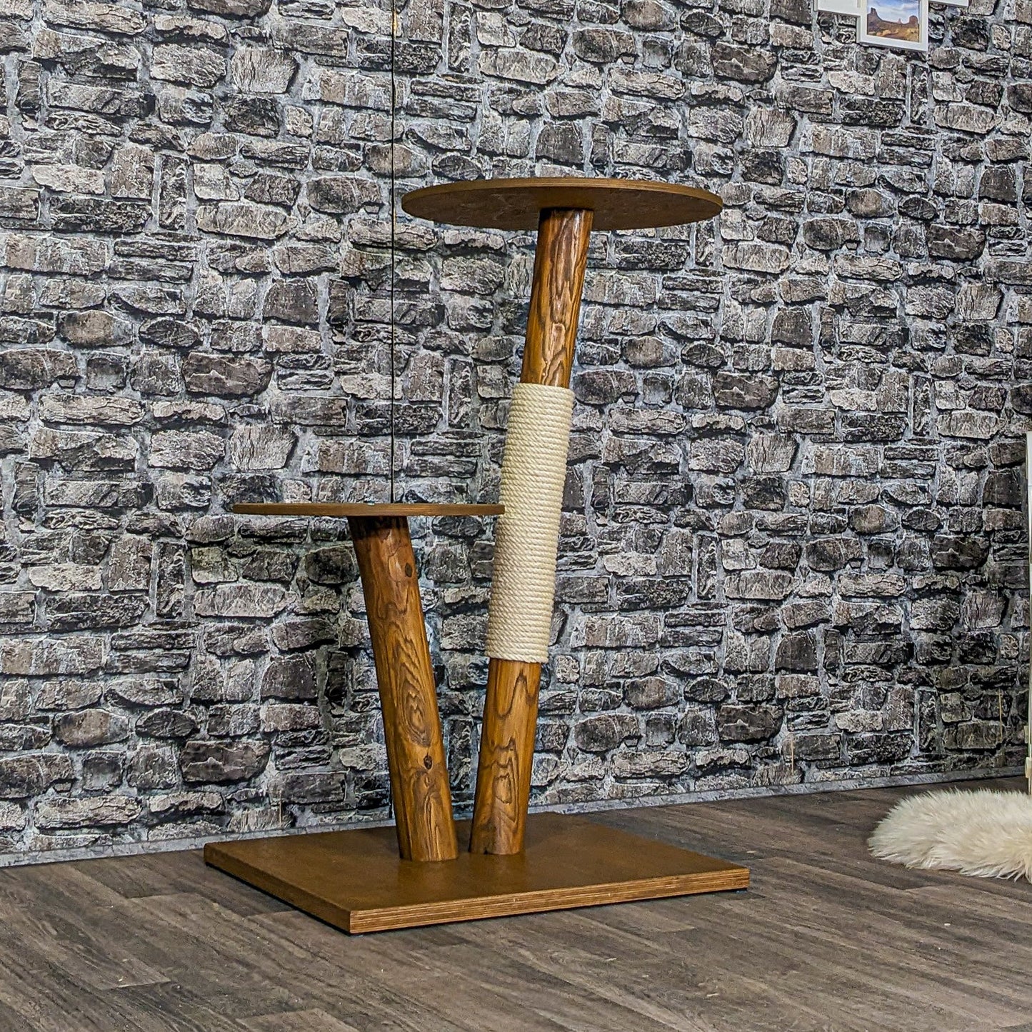 Outdoor Natural Cat Tree CA0012 Cat Tree Natural Wood Design 105 cm high