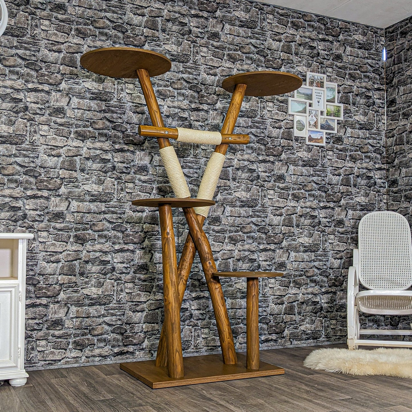 Outdoor Natural Cat Tree CA0013 Cat Tree Natural Wood Design 175 cm high