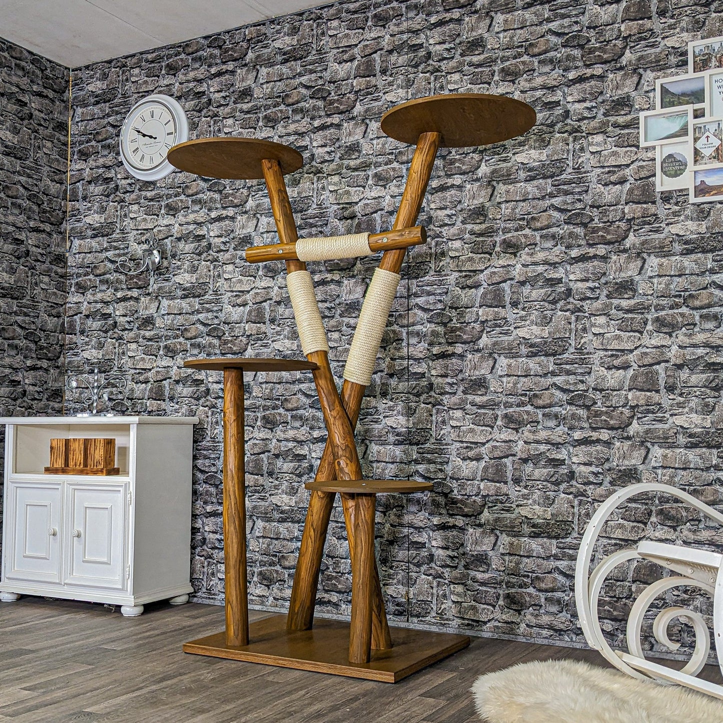 Outdoor Natural Cat Tree CA0013 Cat Tree Natural Wood Design 175 cm high