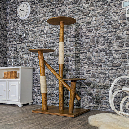 Outdoor Natural Cat Tree CA0015 Cat Tree Natural Wood Design 155 cm high