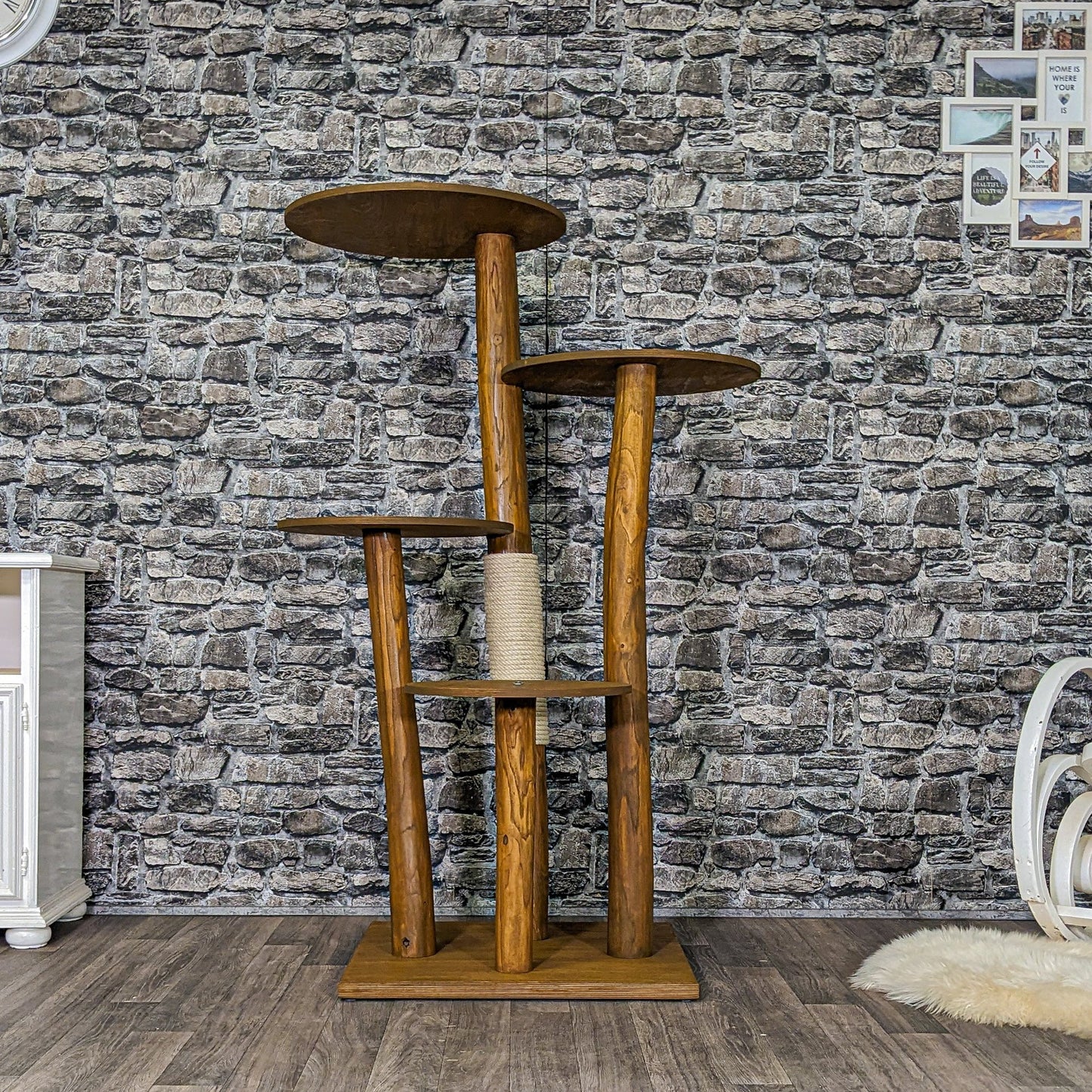Outdoor Natural Cat Tree CA0016 Cat Tree Natural Wood Design 145 cm high