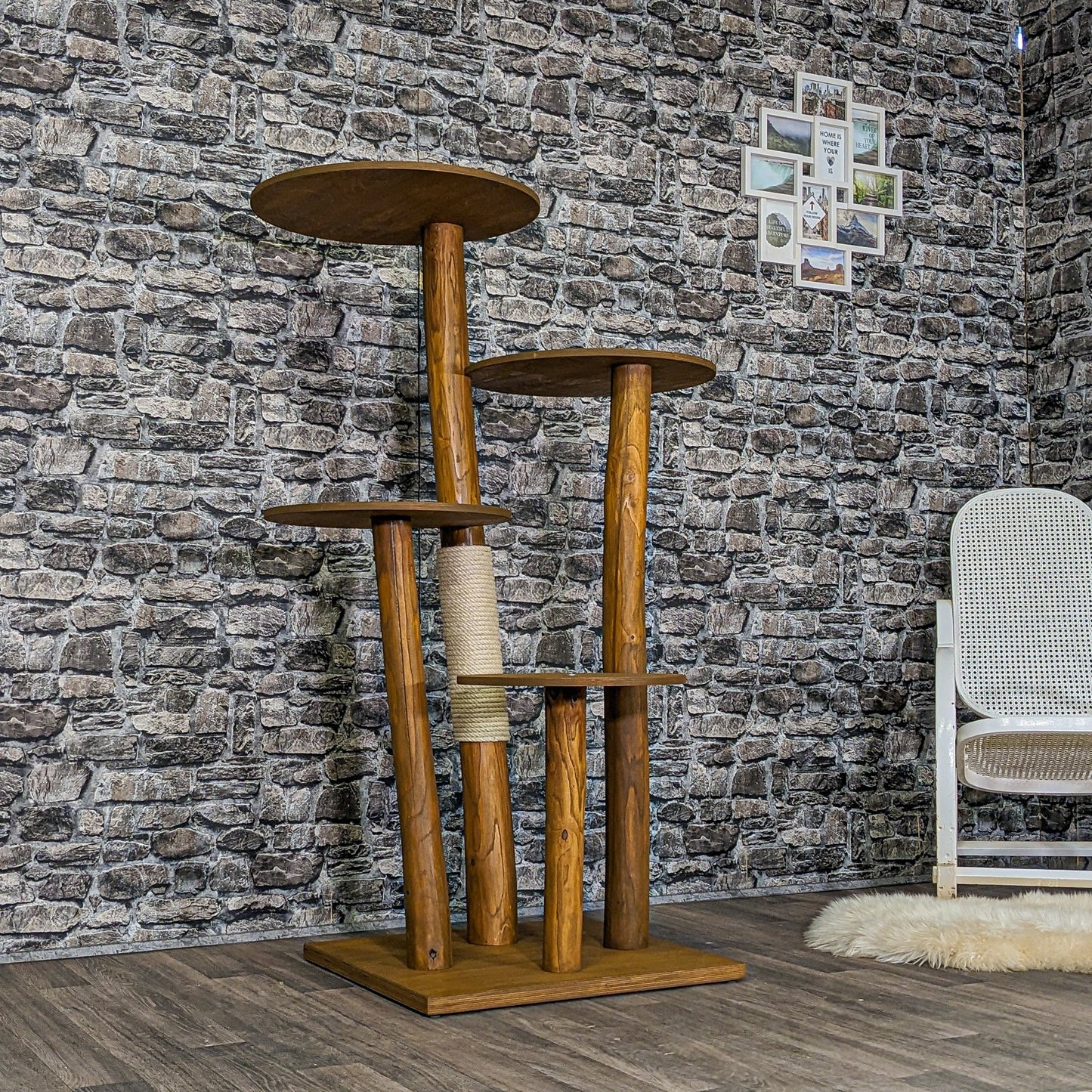 Outdoor Natural Cat Tree CA0016 Cat Tree Natural Wood Design 145 cm high